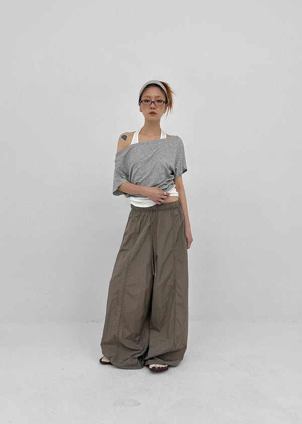 Pep Fun Layered Halter Off-shoulder Short Sleeve Tee