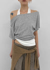 Pep Fun Layered Halter Off-shoulder Short Sleeve Tee