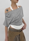 Pep Fun Layered Halter Off-shoulder Short Sleeve Tee