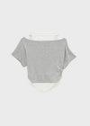 Pep Fun Layered Halter Off-shoulder Short Sleeve Tee
