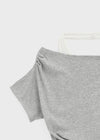 Pep Fun Layered Halter Off-shoulder Short Sleeve Tee