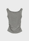 Telton Layered Striped Henley Neck Shirred Sleeveless Top