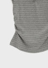 Telton Layered Striped Henley Neck Shirred Sleeveless Top