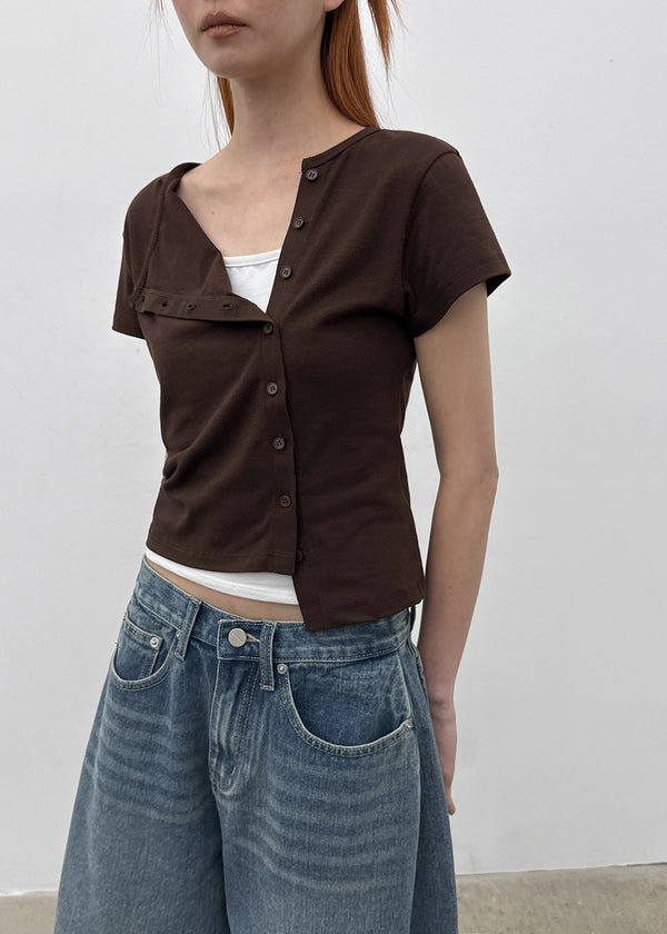 [MADE] Selni Diagonal Short-Sleeve Cardigan (Set Available)