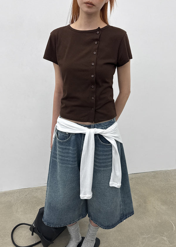 [MADE] Selni Diagonal Short-Sleeve Cardigan (Set Available)