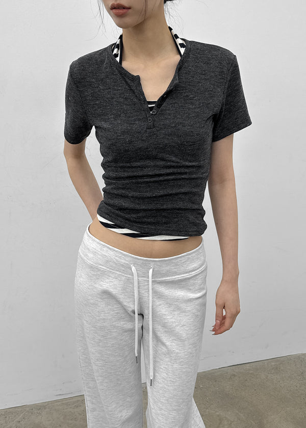 Tute Henley Neck Slim Short Sleeve Tee