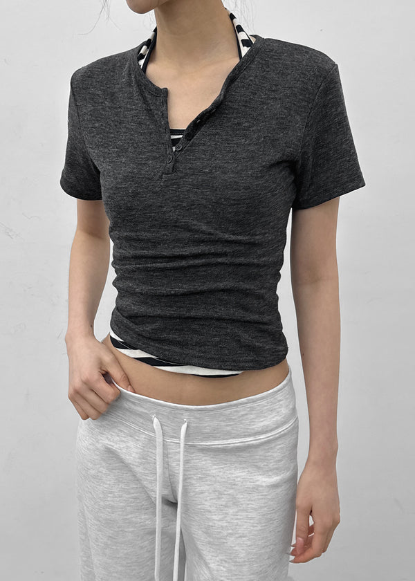 Tute Henley Neck Slim Short Sleeve Tee