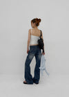 Felser Washed Riveted Low-waist Bootcut Denim Pants
