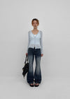 Felser Washed Riveted Low-waist Bootcut Denim Pants