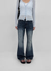 Felser Washed Riveted Low-waist Bootcut Denim Pants