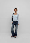 Felser Washed Riveted Low-waist Bootcut Denim Pants