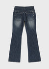 Felser Washed Riveted Low-waist Bootcut Denim Pants