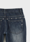 Felser Washed Riveted Low-waist Bootcut Denim Pants