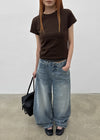 Lacquer Wash Balloon Wide Denim Pants