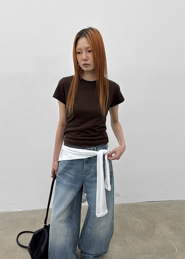 Lacquer Wash Balloon Wide Denim Pants