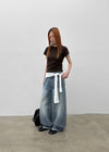 Lacquer Wash Balloon Wide Denim Pants