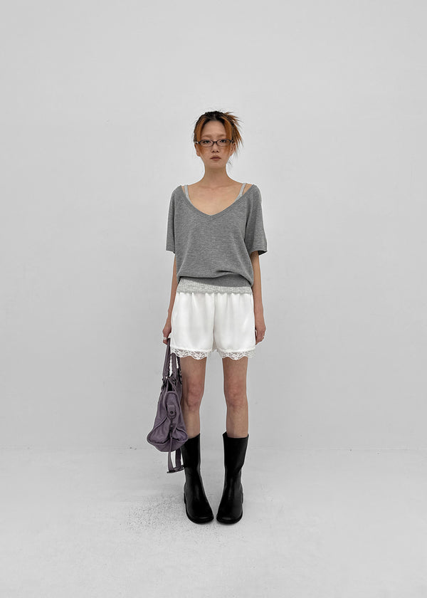 [MADE] Lumico Raglan V-Neck Short-Sleeve Knit