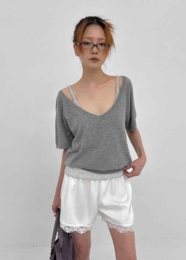 [MADE] Lumico Raglan V-Neck Short-Sleeve Knit