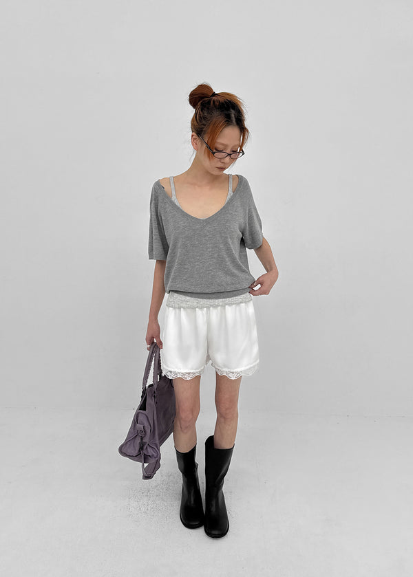 [MADE] Lumico Raglan V-Neck Short-Sleeve Knit