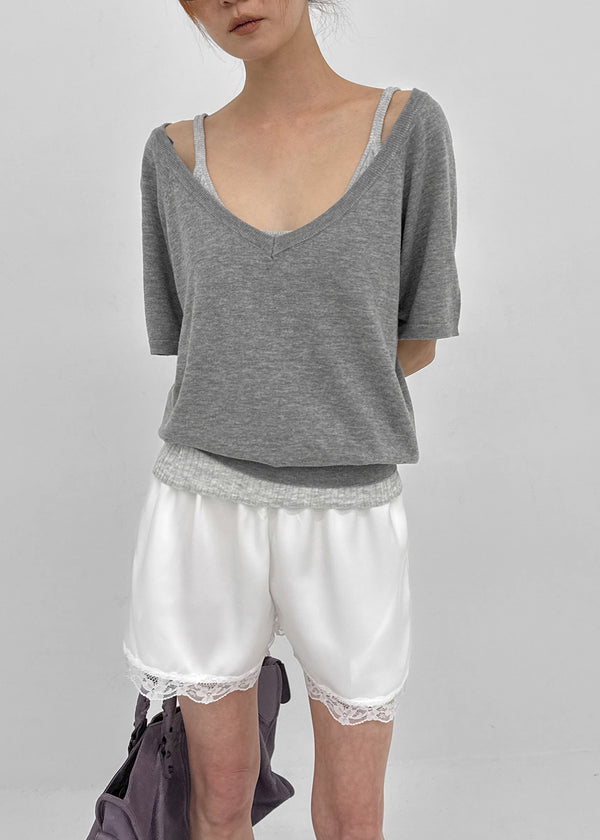 [MADE] Lumico Raglan V-Neck Short-Sleeve Knit