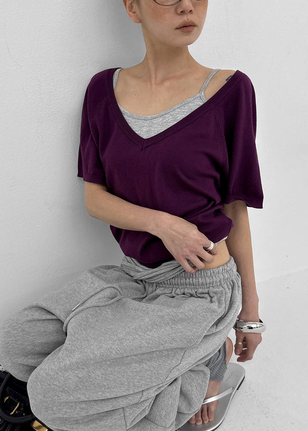 [MADE] Lumico Raglan V-Neck Short-Sleeve Knit