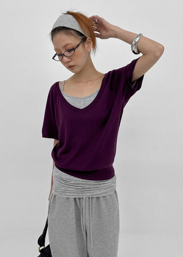 [MADE] Lumico Raglan V-Neck Short-Sleeve Knit