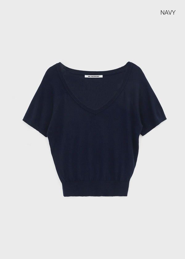 [MADE] Lumico Raglan V-Neck Short-Sleeve Knit