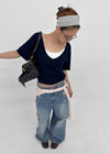 Hupu Damaged Wide Denim Pants