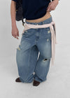 Hupu Damaged Wide Denim Pants
