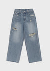Hupu Damaged Wide Denim Pants