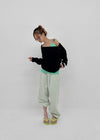 [MADE] Cuchel Summer Knit Button Off-Shoulder Long Sleeve Top
