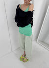 [MADE] Cuchel Summer Knit Button Off-Shoulder Long Sleeve Top