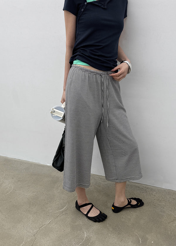 [MADE] Pixiv Summer Stripe Bermuda Banded Pants