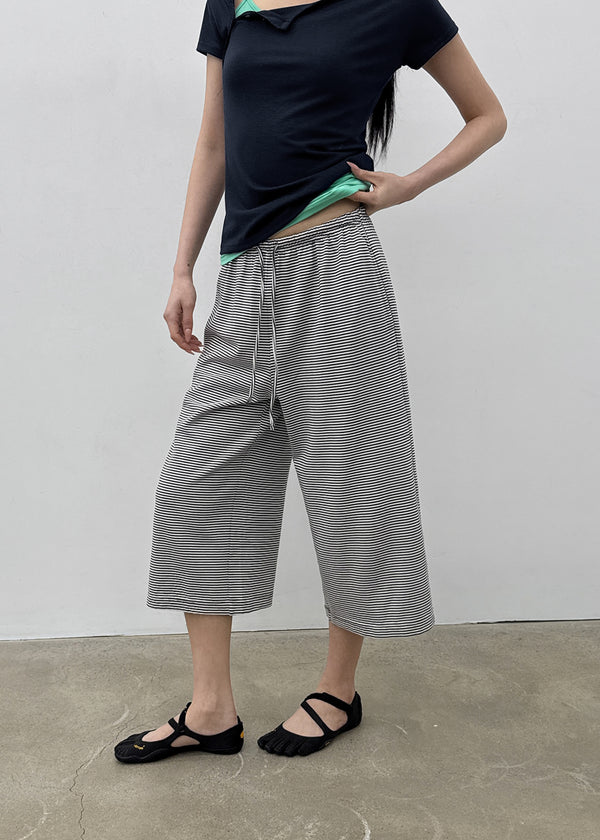 [MADE] Pixiv Summer Stripe Bermuda Banded Pants
