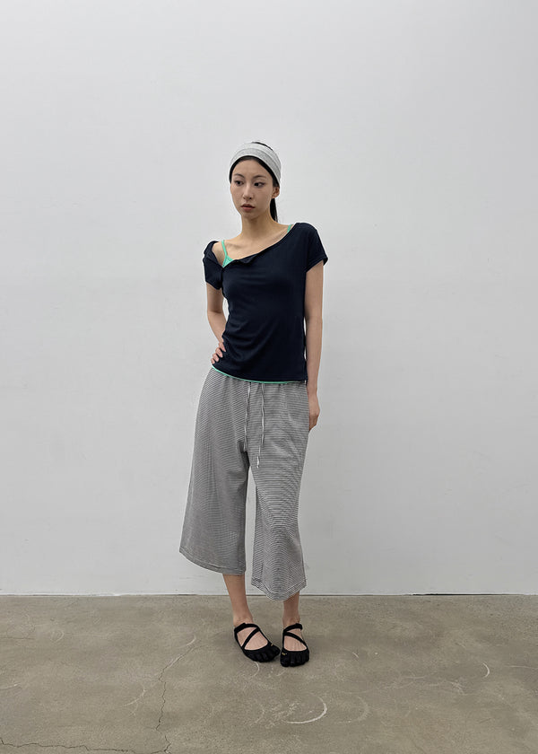 [MADE] Pixiv Summer Stripe Bermuda Banded Pants