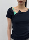 Lulual Side Henley Neck Short Sleeve Tee