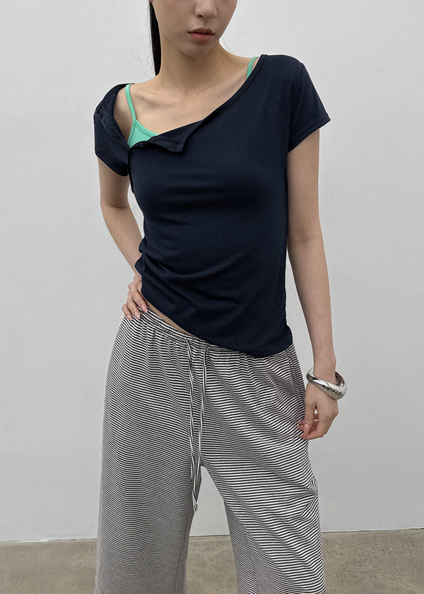 Lulual Side Henley Neck Short Sleeve Tee