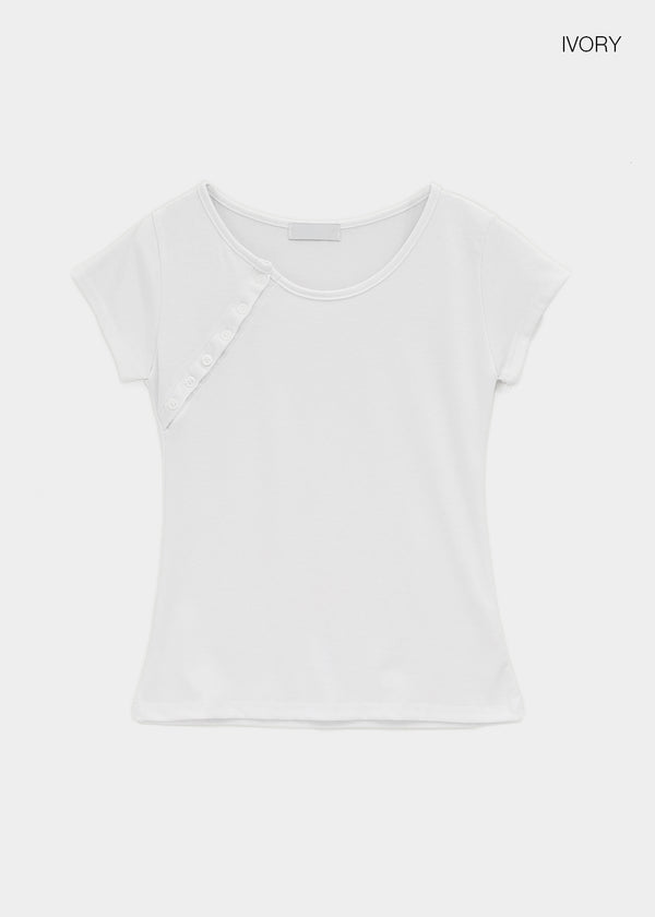 Lulual Side Henley Neck Short Sleeve Tee