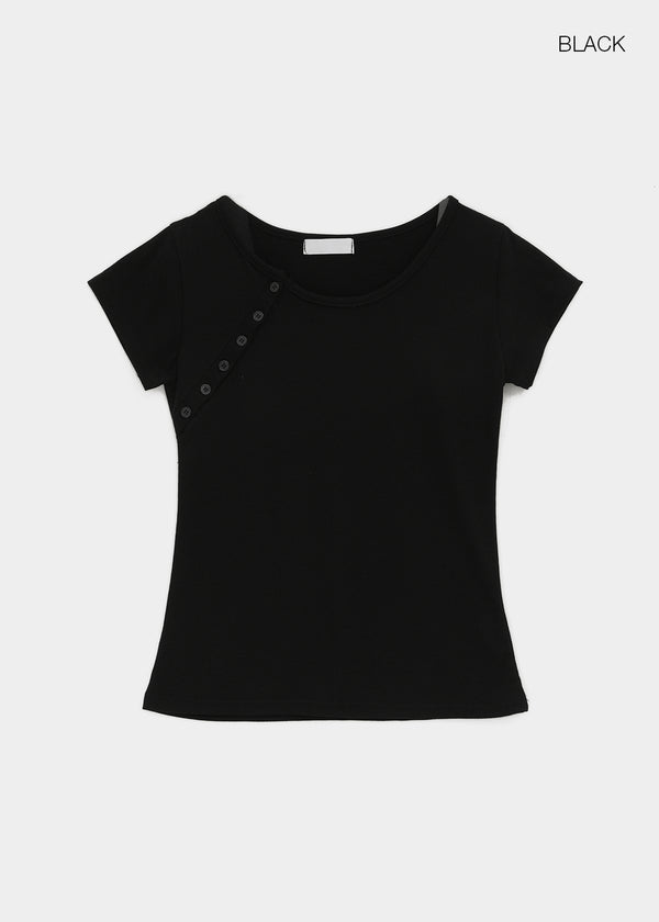 Lulual Side Henley Neck Short Sleeve Tee
