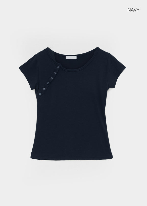 Lulual Side Henley Neck Short Sleeve Tee