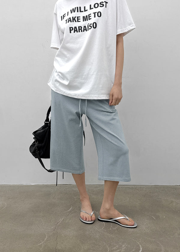[MADE] Pixiv Summer Stripe Bermuda Banded Pants