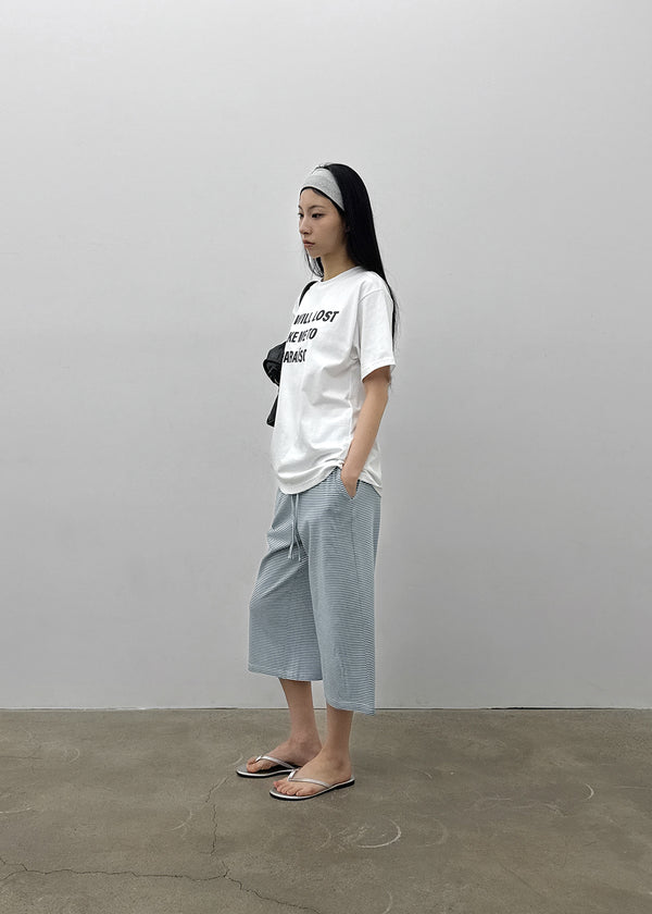 [MADE] Pixiv Summer Stripe Bermuda Banded Pants
