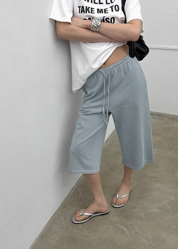 [MADE] Pixiv Summer Stripe Bermuda Banded Pants