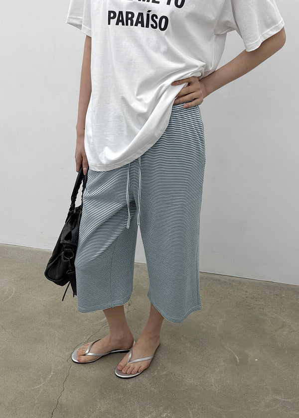 [MADE] Pixiv Summer Stripe Bermuda Banded Pants