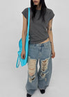 [MADE] Lily Damaged Barrel Denim Pants
