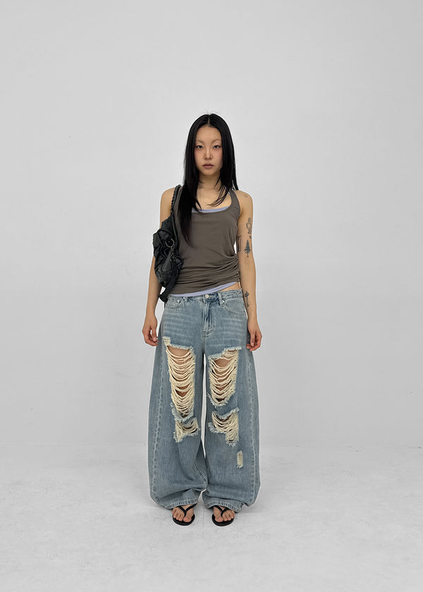 [MADE] Lily Damaged Barrel Denim Pants