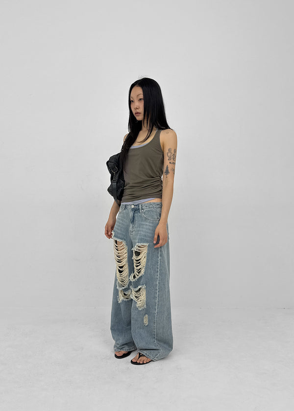 [MADE] Lily Damaged Barrel Denim Pants
