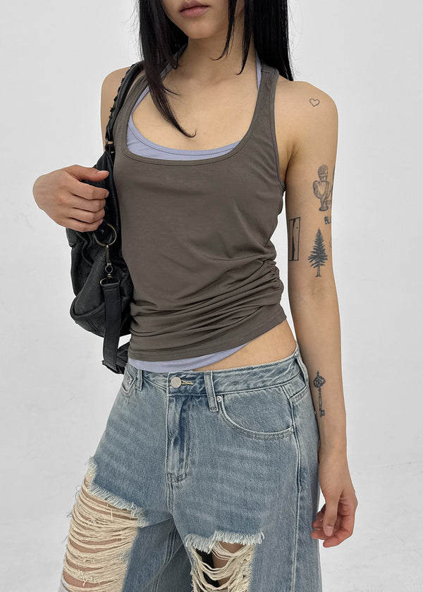 Nebric Halter Layered Sleeveless Top
