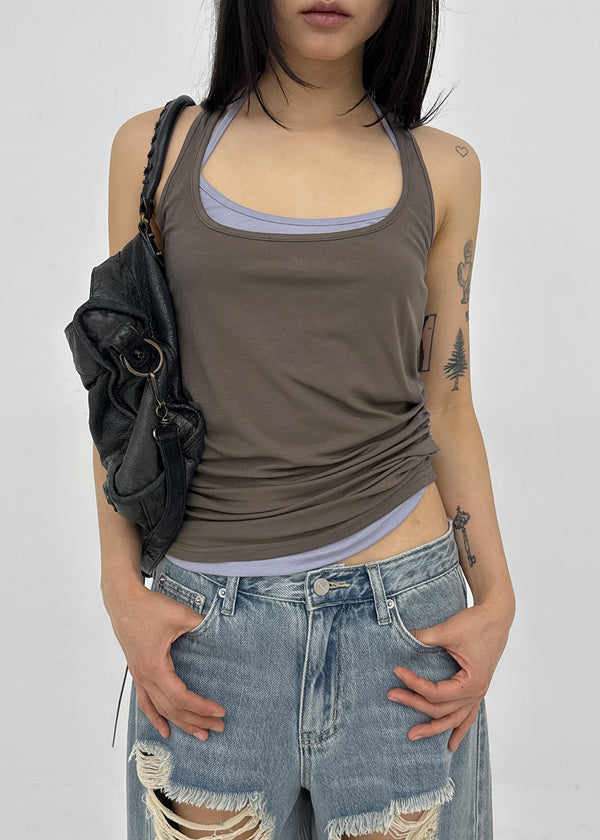 Nebric Halter Layered Sleeveless Top