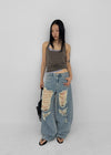 [MADE] Lily Damaged Barrel Denim Pants
